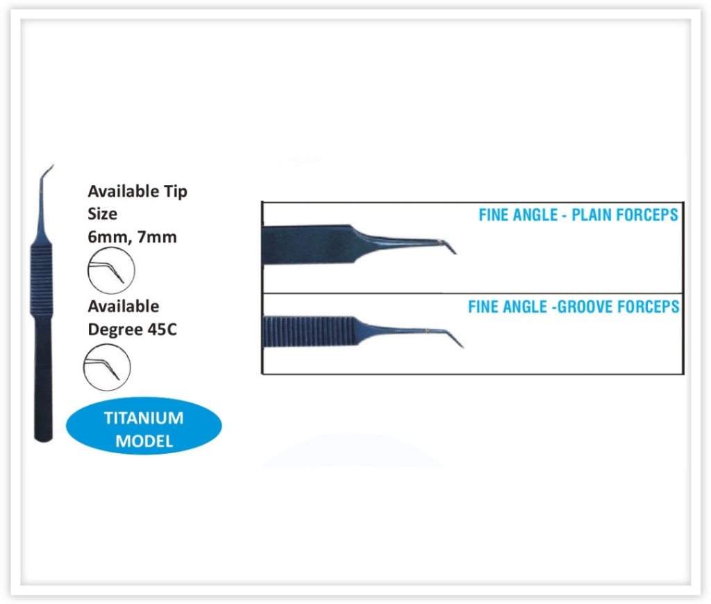 Surgical implanting forceps displayed. These specialized tools are used to meticulously transfer hair grafts to recipient sites, a key step in hair restoration surgery.








