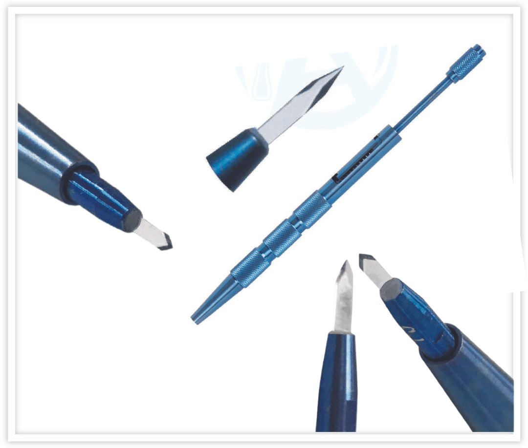 Sapphire Blade with Handle ensures precise, clean cuts for hair transplants, reducing tissue damage and enhancing graft placement accuracy.





