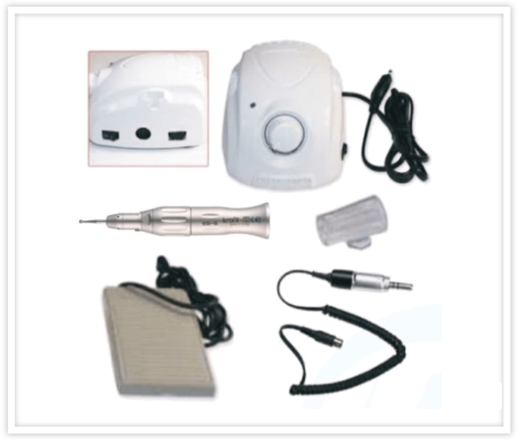 Complete Marathon Micro Motor Set, including the micro motor, control unit, handpiece, and foot pedal, designed for precise and efficient hair transplant procedures.