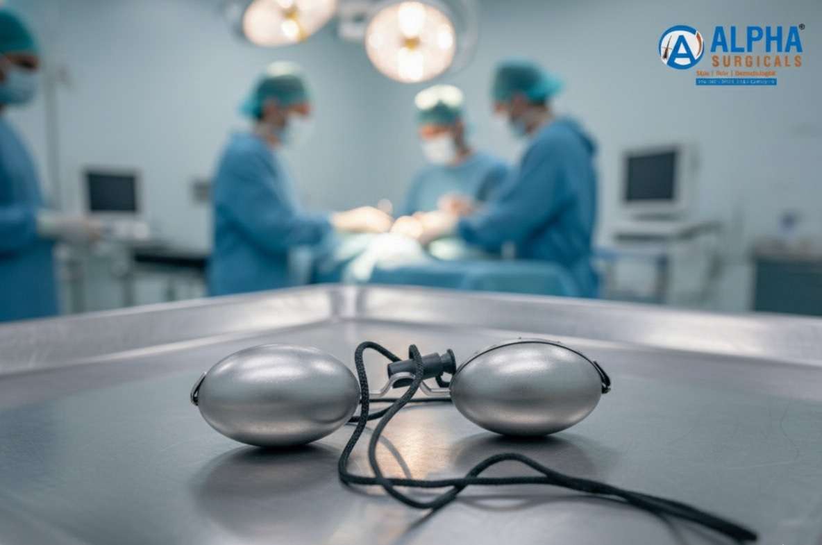 Metallic eye protective goggles made of stainless steel