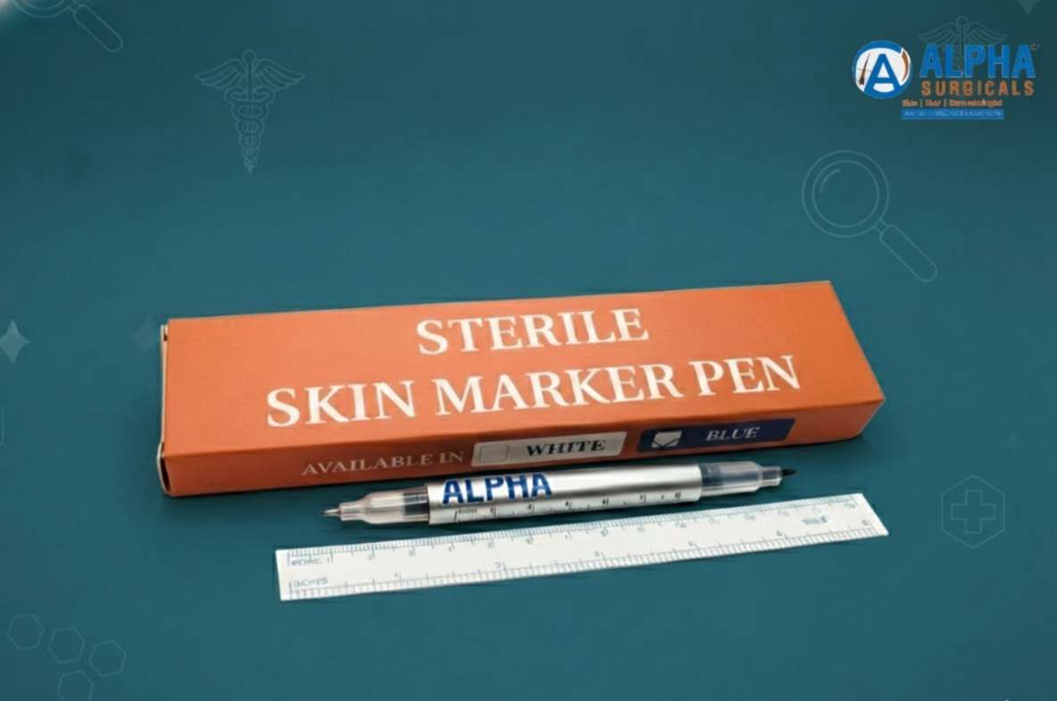 Sterile skin marker pen -Blue color with scale - Image 2