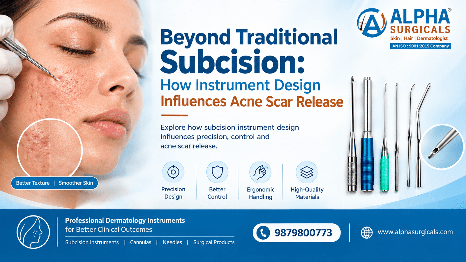 Subcision instruments for acne scar release by Alpha Surgical