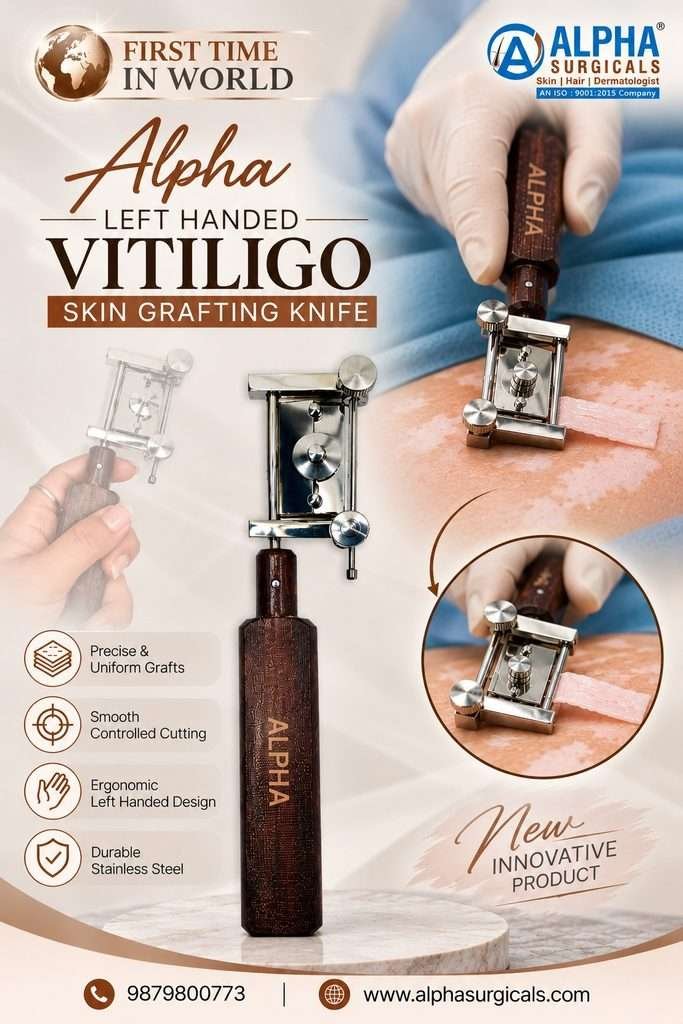 Alpha left-handed Vitiligo Skin Grafting Knife for professional dermatology use